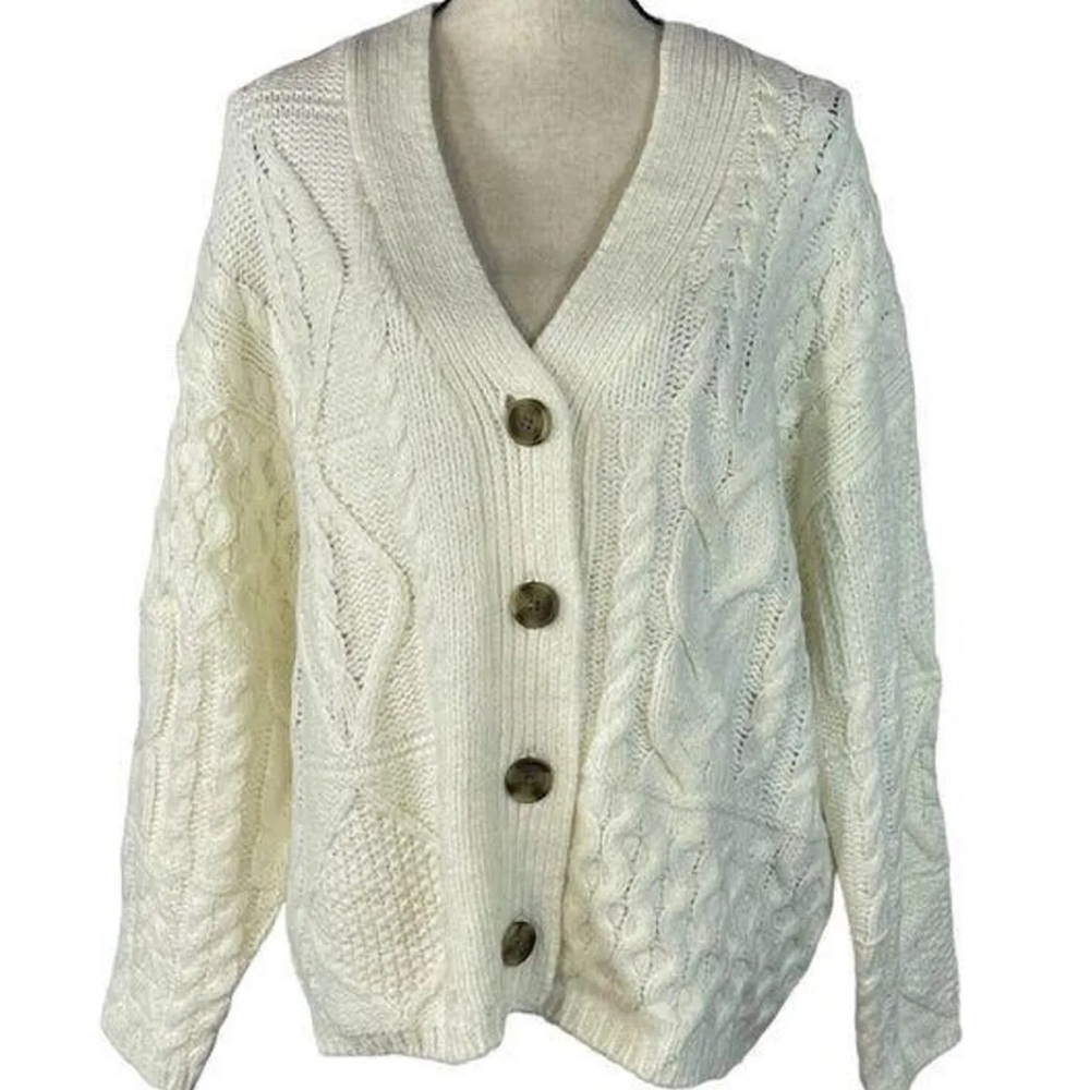 White Cable Knit Sweater
